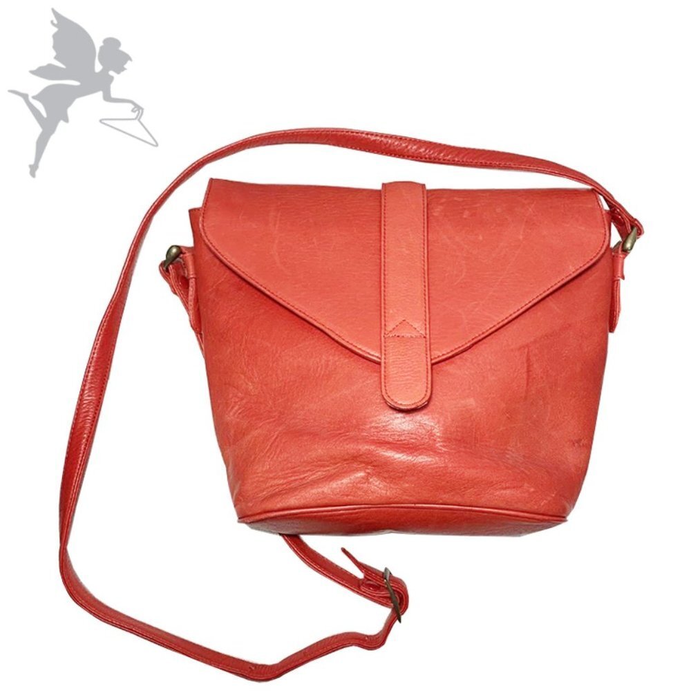 VINTAGE BANAVO Coral leather saddle bag